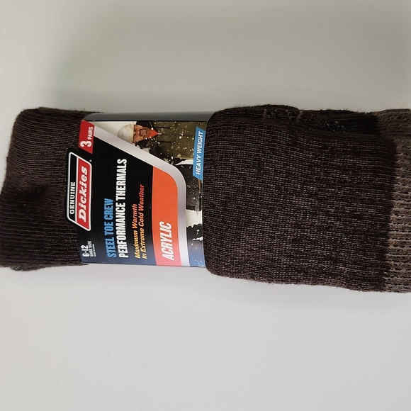 Dickies Steel Toe Men's Brown Thermal Acrylic Socks 3 Pairs - Picture 1 of 3